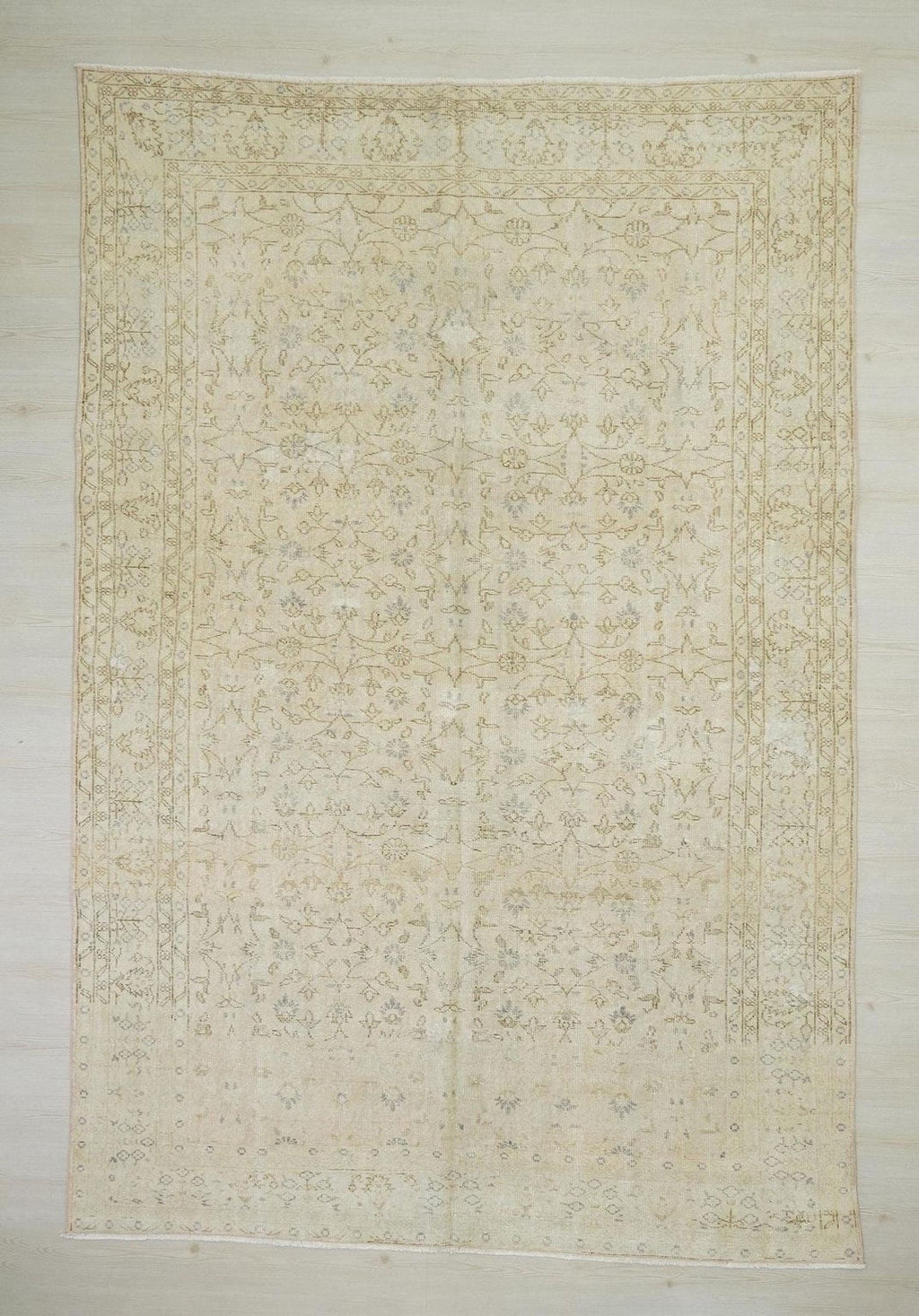 Large Vintage Oushak Rug: 6.9"x10.5' Pastel Bohemian Turkish Carpet