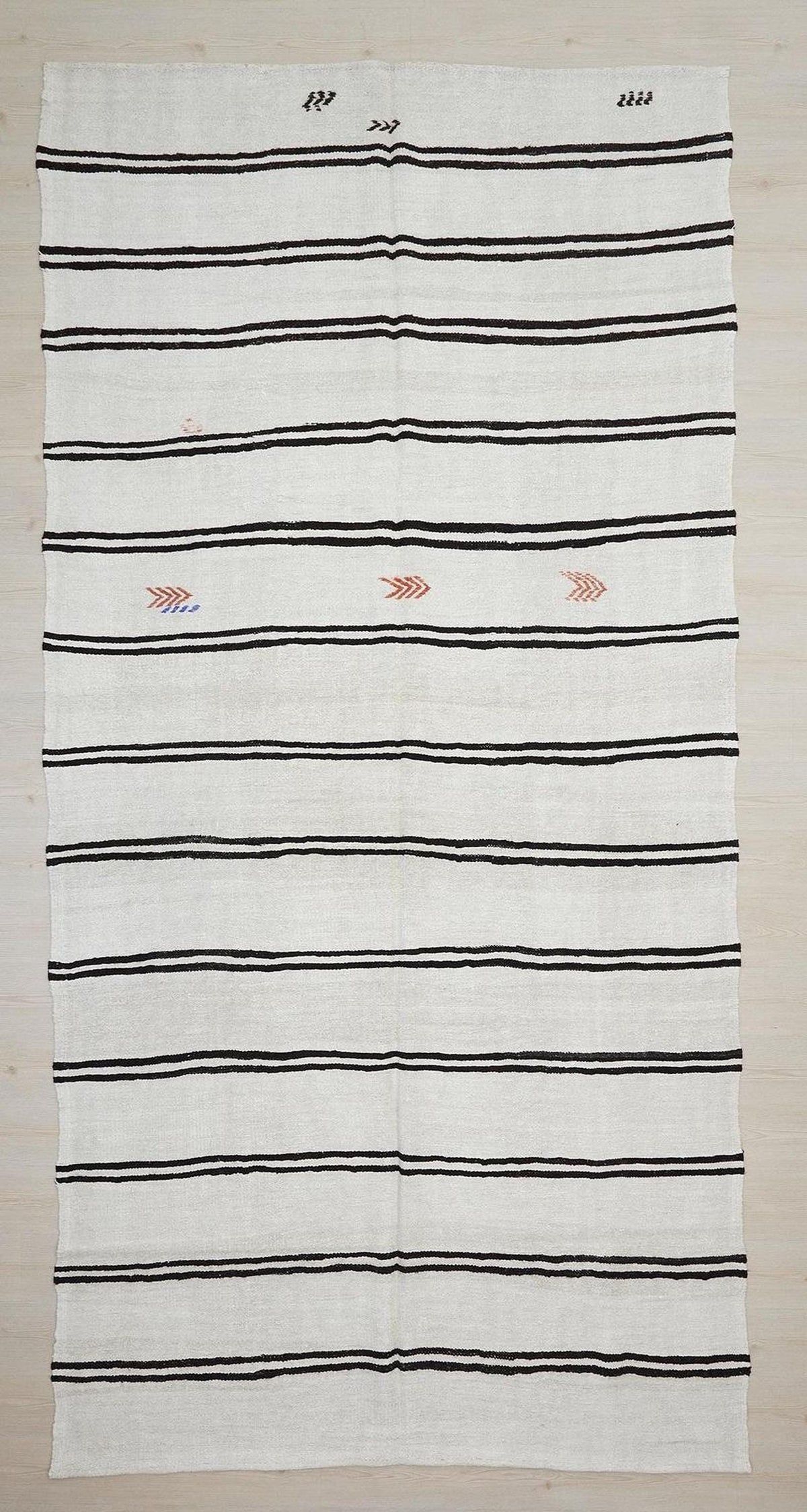 Minimalist Dark Brown Stripe Organic Hemp Kilim Rug: Mid-Century Modern Decor Rugs ,6,6x13,2 Ft