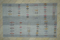 7x11 Large Natural Gray Kilim Rug: Mid-Century Modern Home Living Handwoven Rugs.