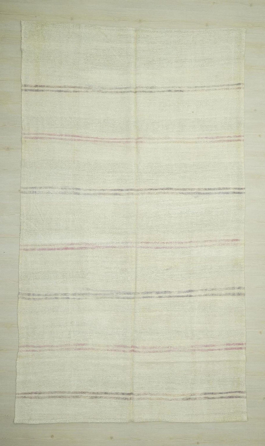 Eco-Friendly Handwoven Hemp Kilim Rug: Modern Turkish Broken Stripe Rugs, 7x11.8 Feet.