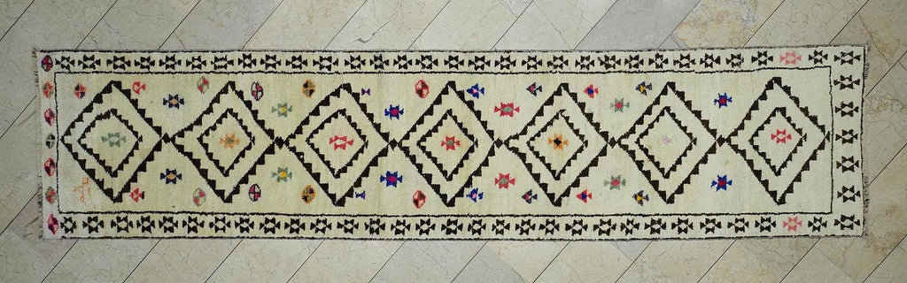 3x13 Neutral Color Turkish Wool Rug Runner: Long Hallway Decor Rugs.