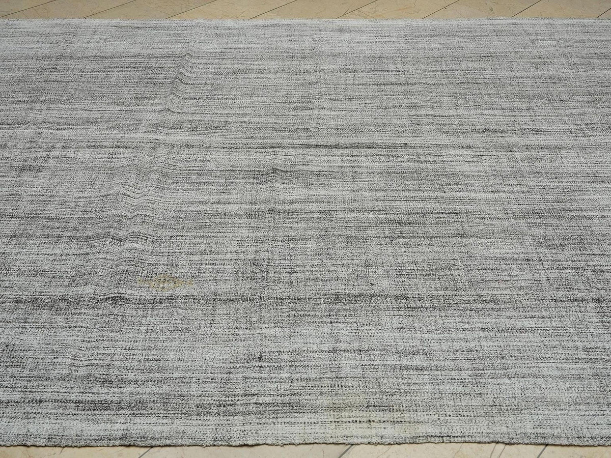 8x10 Primitive Decor Turkish Kilim Rug: Natural ivory Gray Flat Weave Rugs