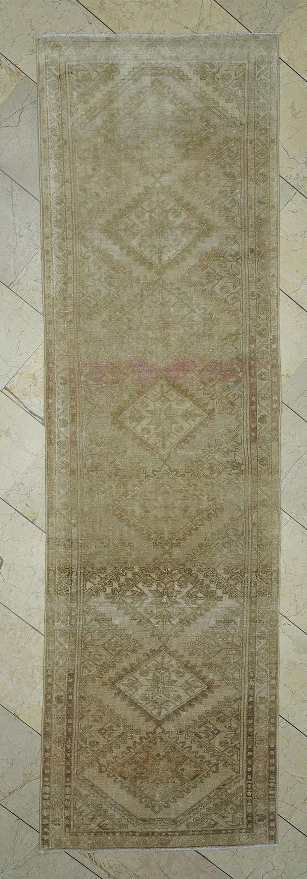 Turkish Rug Runner: Vintage Wool Hallway Carpet Rugs (2.8x9.9 ft)