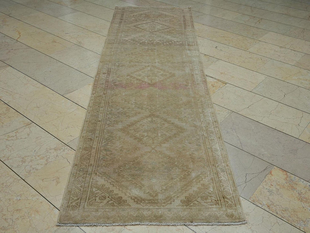 Turkish Rug Runner: Vintage Wool Hallway Carpet Rugs (2.8x9.9 ft)