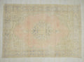 Vintage Handwoven Oushak Rug: Large Turkish Carpet, Bohemian Home Living Rugs 7"x10,4" Feet.