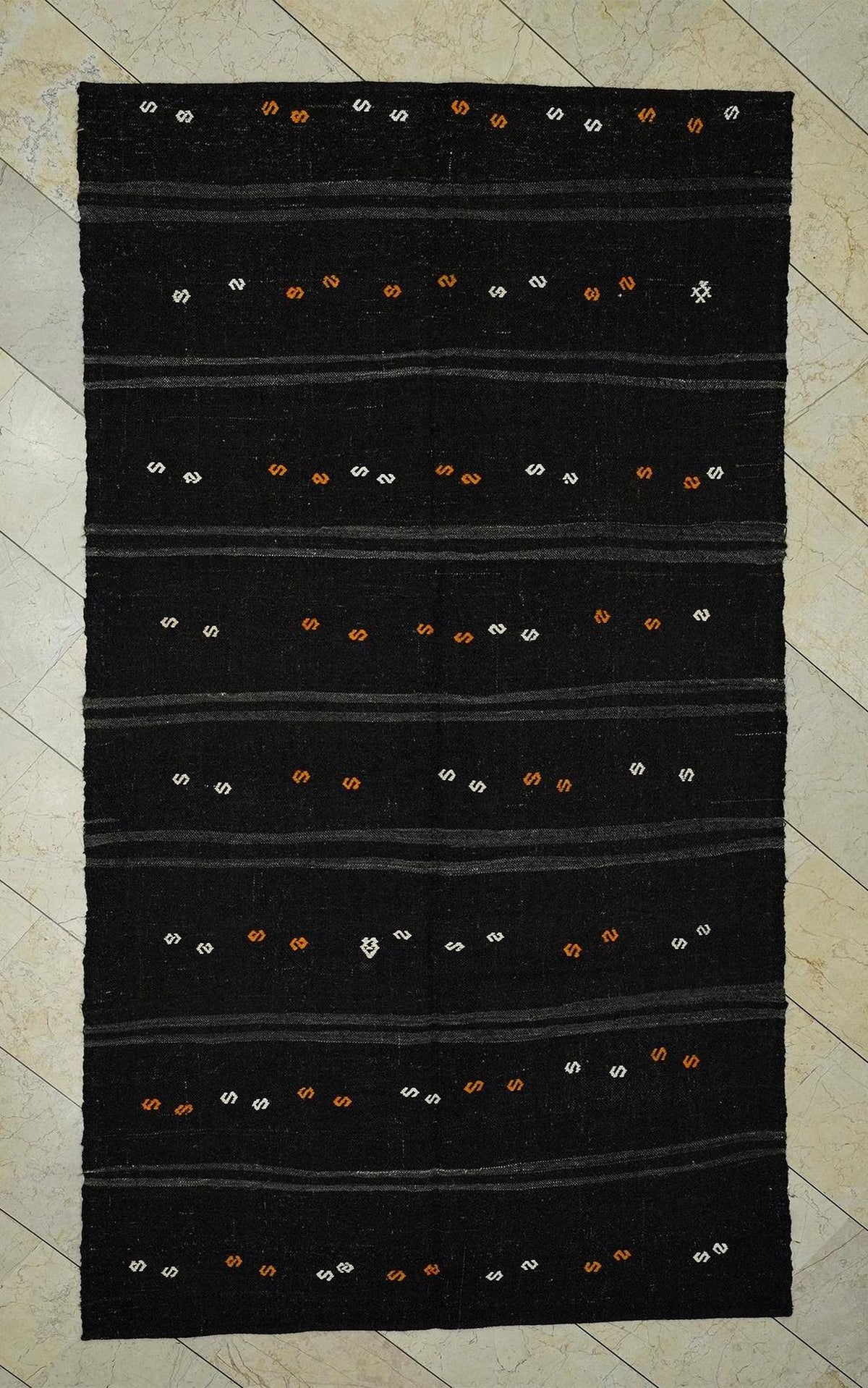 Vintage Brown Goat Hair Kilim Rug: 4.9x9.3 Feet,Turkish Anatolian Rugs