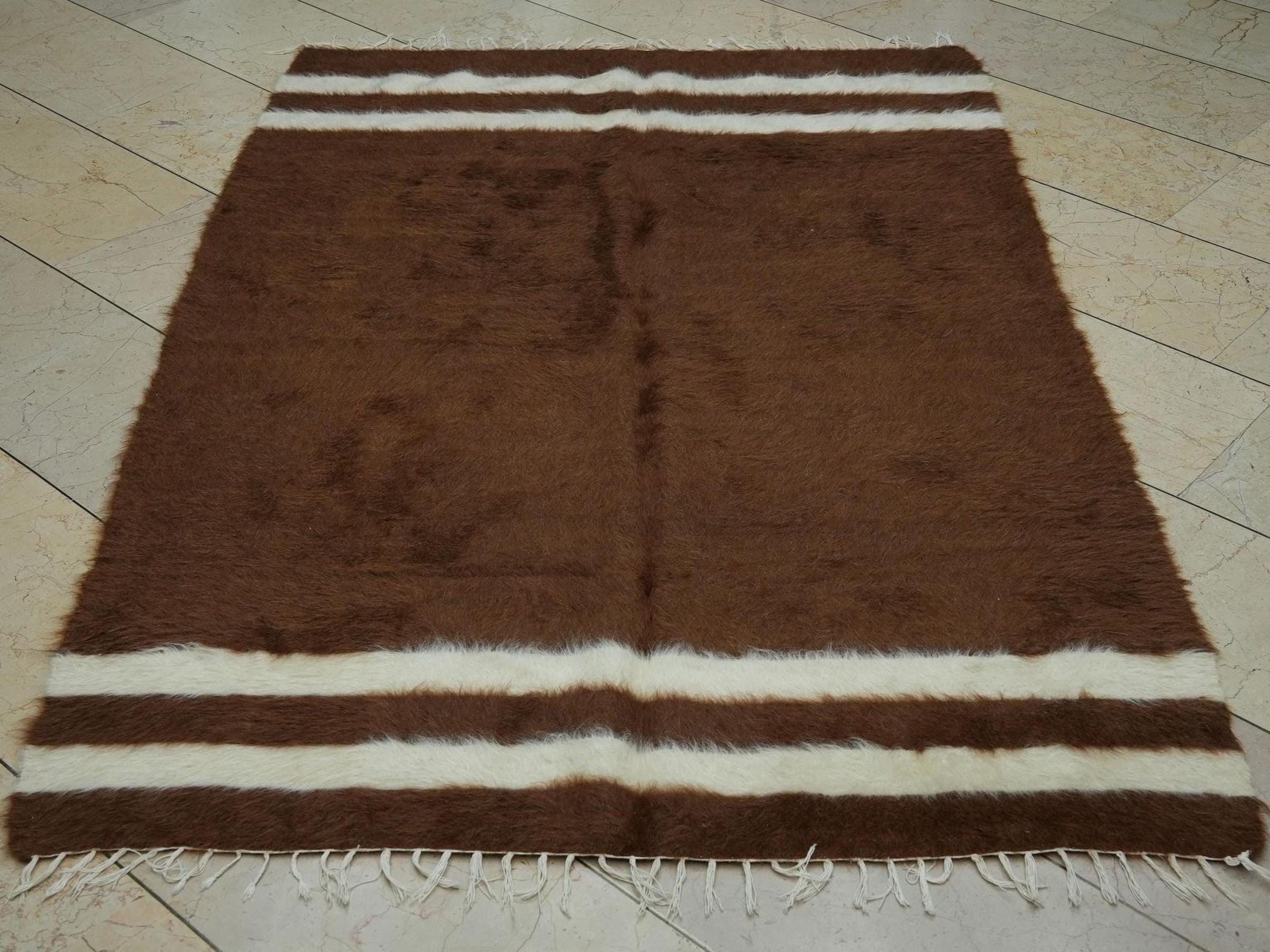 Navajo Style Siirt Blanket Kilim Rug: 4,3x6,2 F.t,Handmade Kurdish Area Rugs