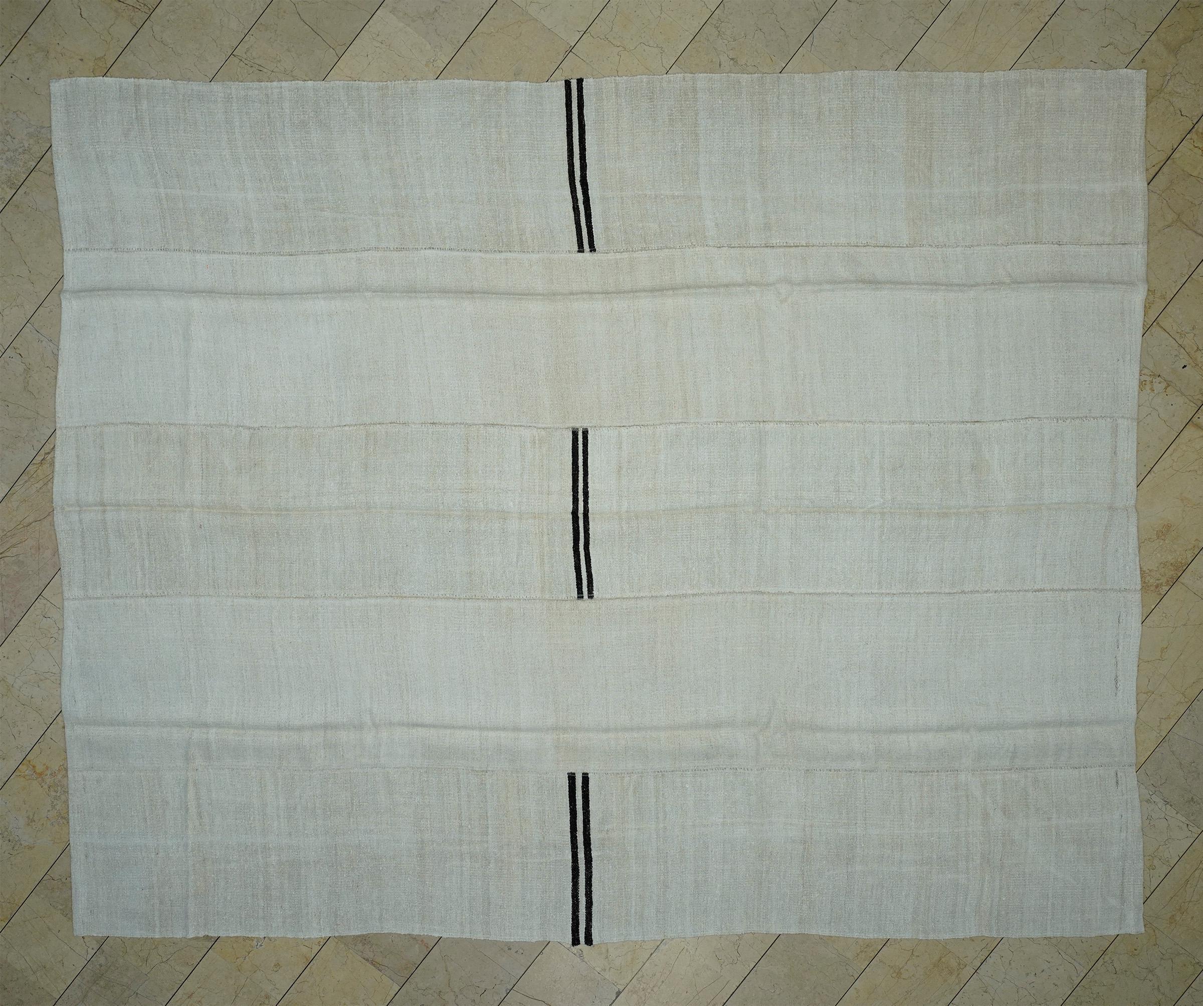 10x12 Oversized Vintage Stripe Design Hemp Kilim Rug: Minimal Home Living Floor Decor Rugs.