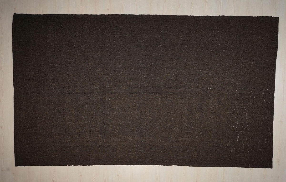 Oversized Goat Hair Kilim Rug: 7.3x12.5 ft, Brown Nomadic Tent Rugs