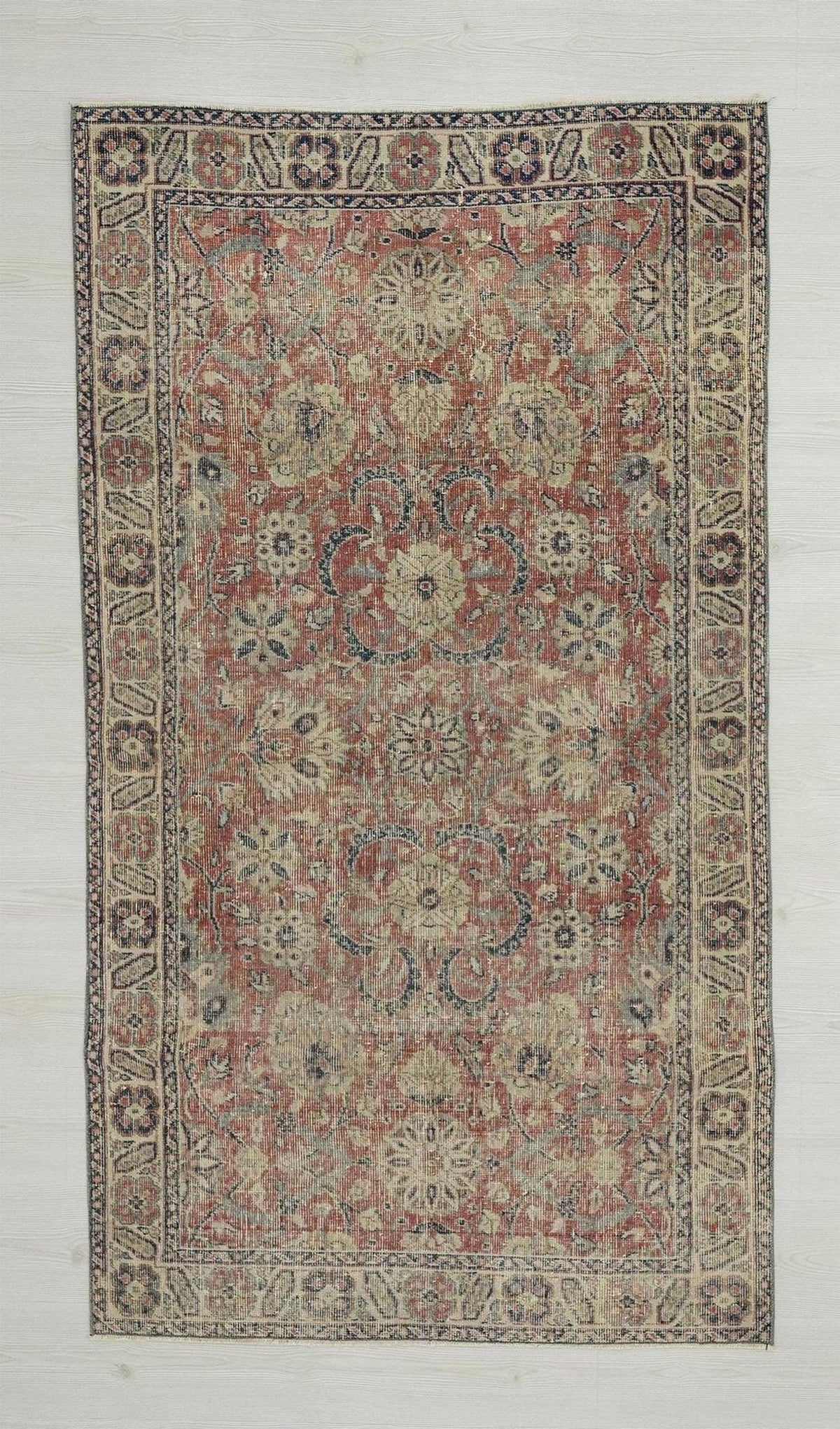 Small Vintage Oushak Rug: Handmade Turkish Wool Carpet, 3.6x6.6 ft.