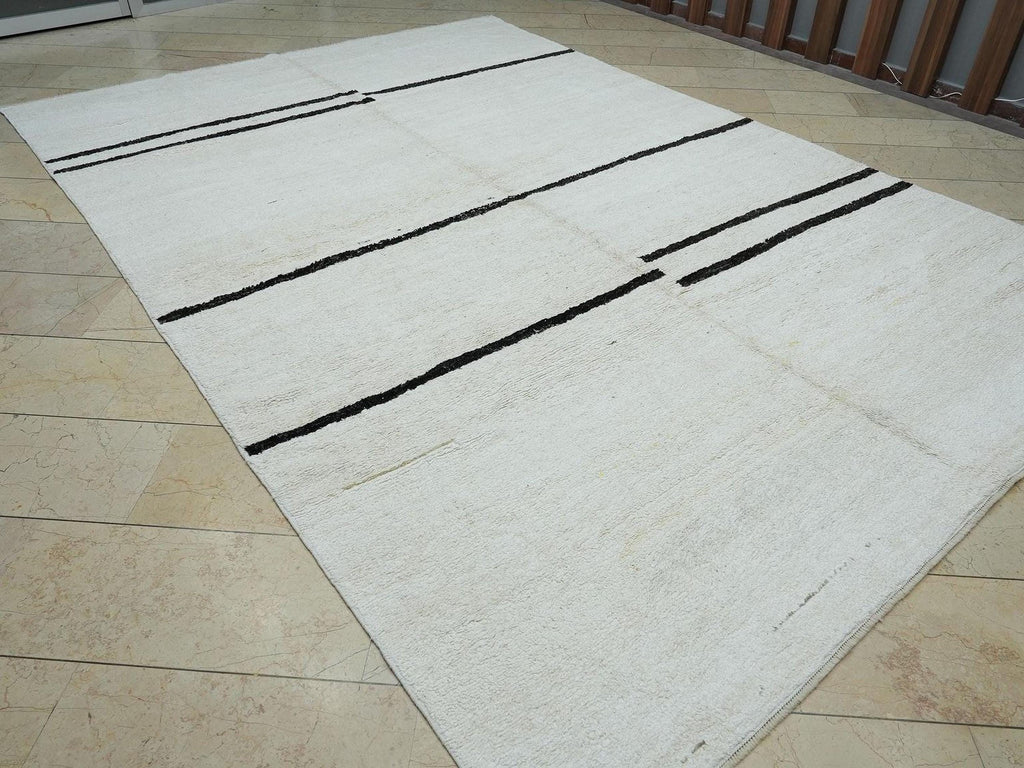 8x12 Handmade Neutral Hemp rug,Minimalist Stripe Design Fine Woven Carpet Rugs