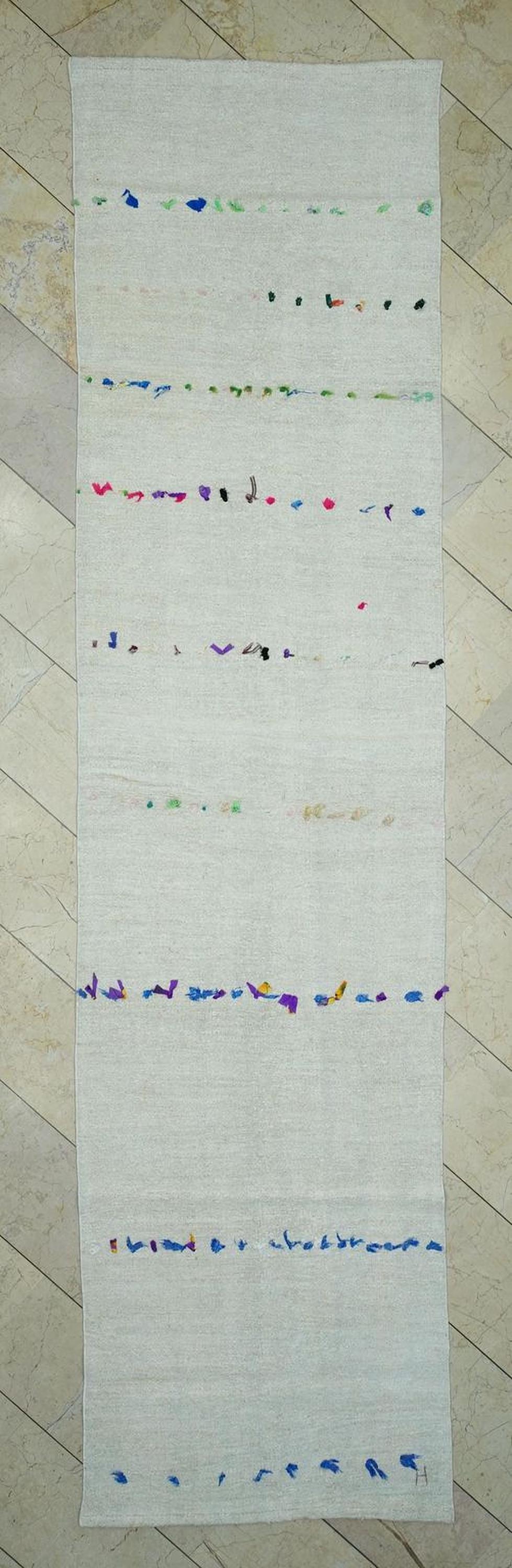 Long Narrow Hemp Rug Runner: 3,3"x12,8" Feet,Vintage Home Decor Kilim Runners.
