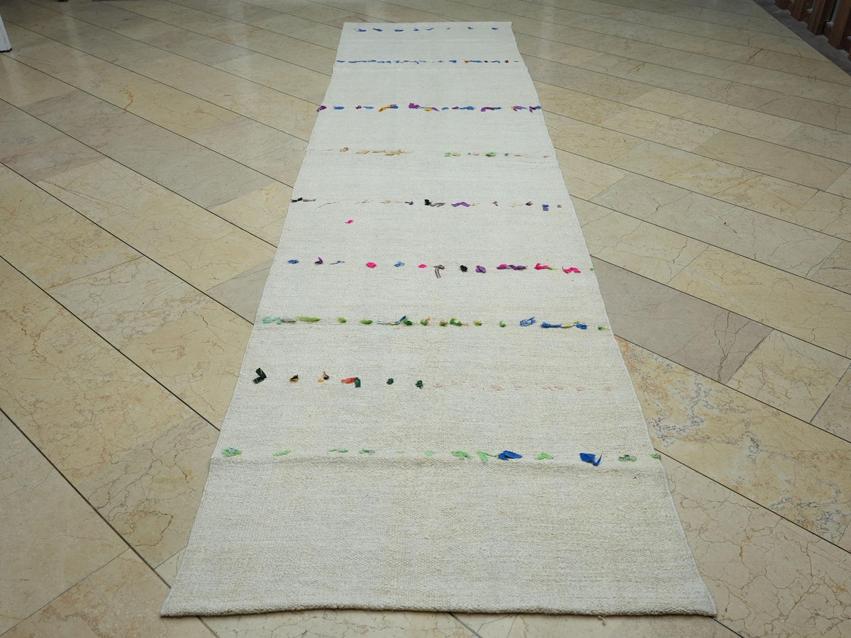 Long Narrow Hemp Rug Runner: 3,3"x12,8" Feet,Vintage Home Decor Kilim Runners.
