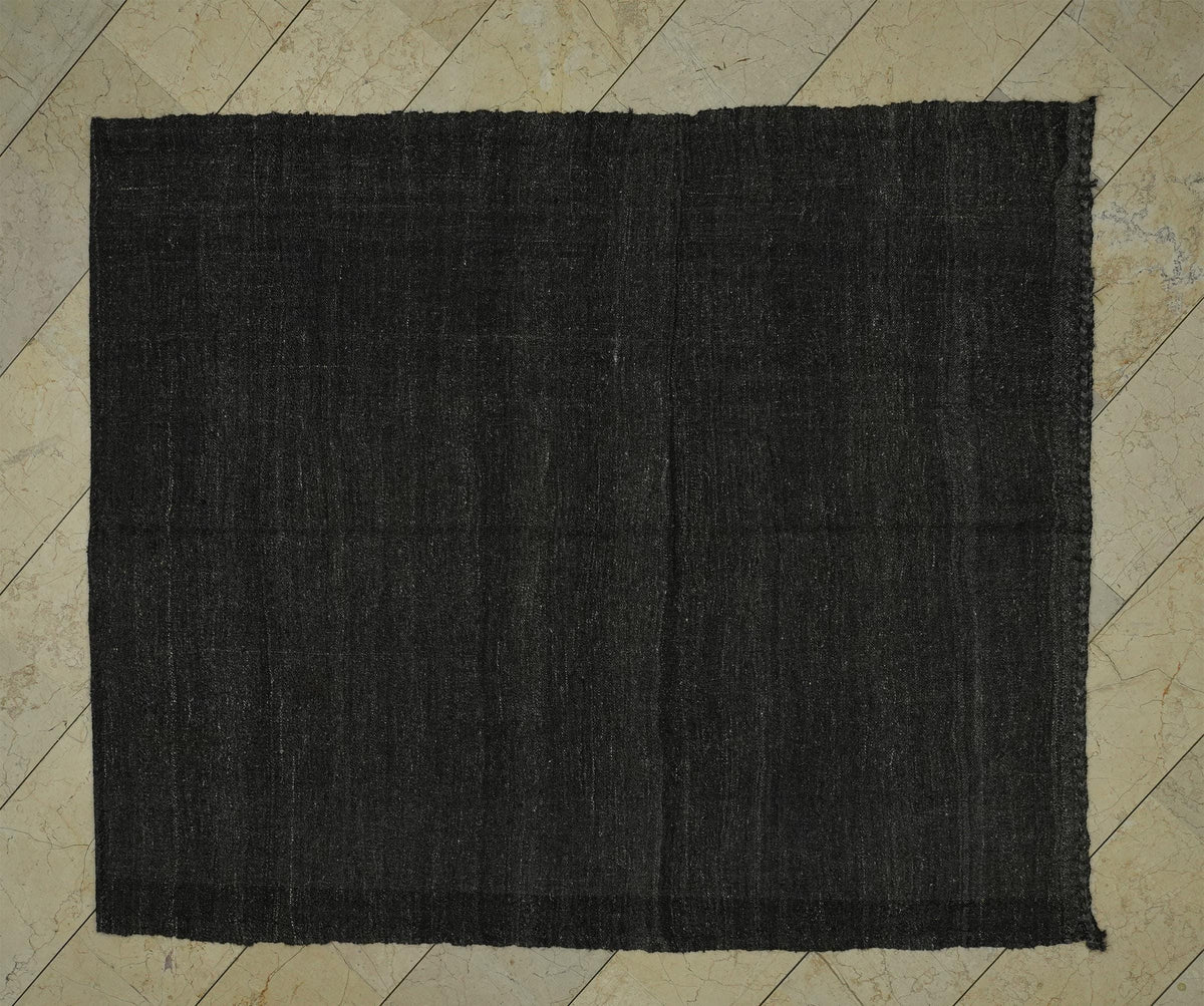 6x7 Vintage Turkish Goat Hair Kilim Rug: Grayish Brown Farmhouse Decor Handmade Rugs.