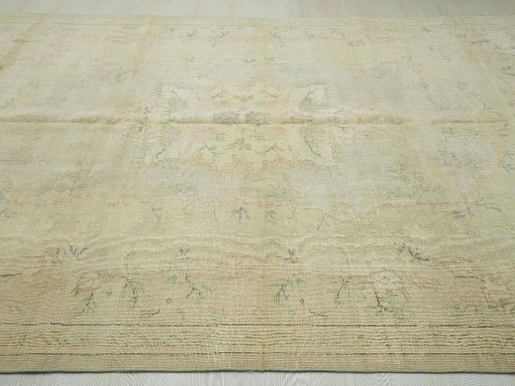 Vintage Oushak Rug: Large Turkish Wool Carpet, 6.7 x 9.7 ft
