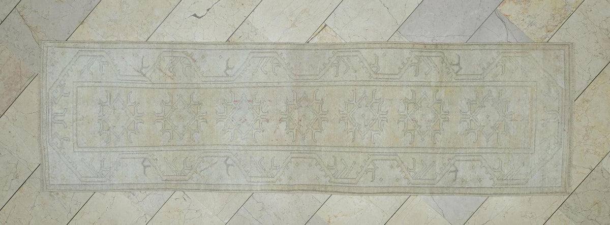 Wool Vintage Handmade Oushak Rug Runner: 2.6x9.3 Feet,Home Kitchen Floor Decor Rugs.
