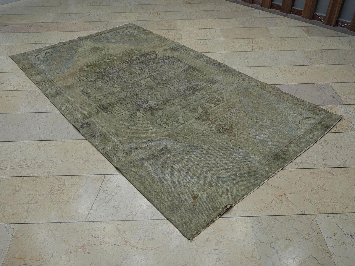 4.5x8 Muted Vintage Oushak Rug: Farmhouse Home Living Floor Decor Handwoven Turkish Rugs.