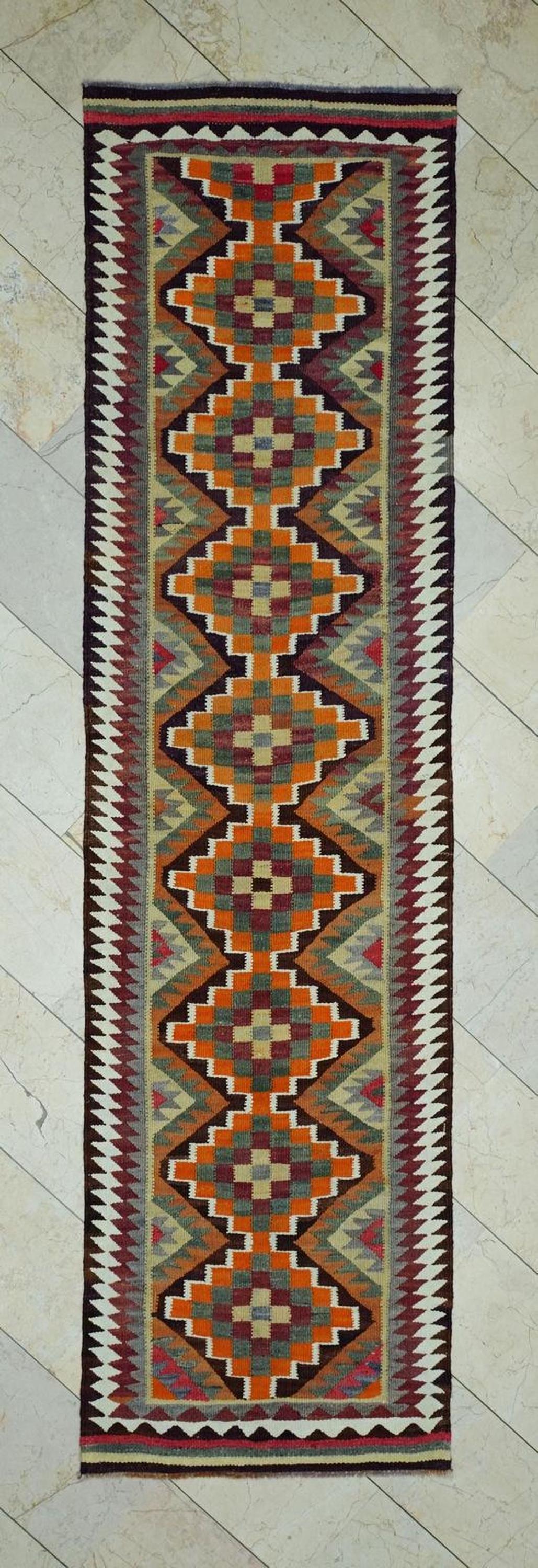 Vintage Turkish Kilim Rug Runner: Home Living Kitchen Decor Rugs, 2.8x10.3 Ft.