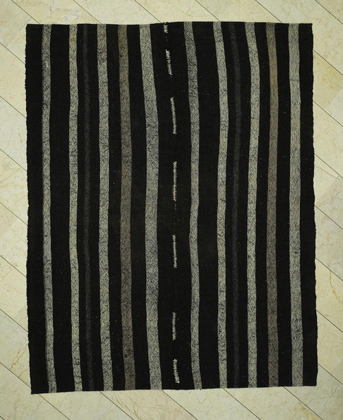 7x9 Dark Brown & Cream Natural Goat Hair Rug: Outdoor Decor Turkish Nomadic Woven Rugs.