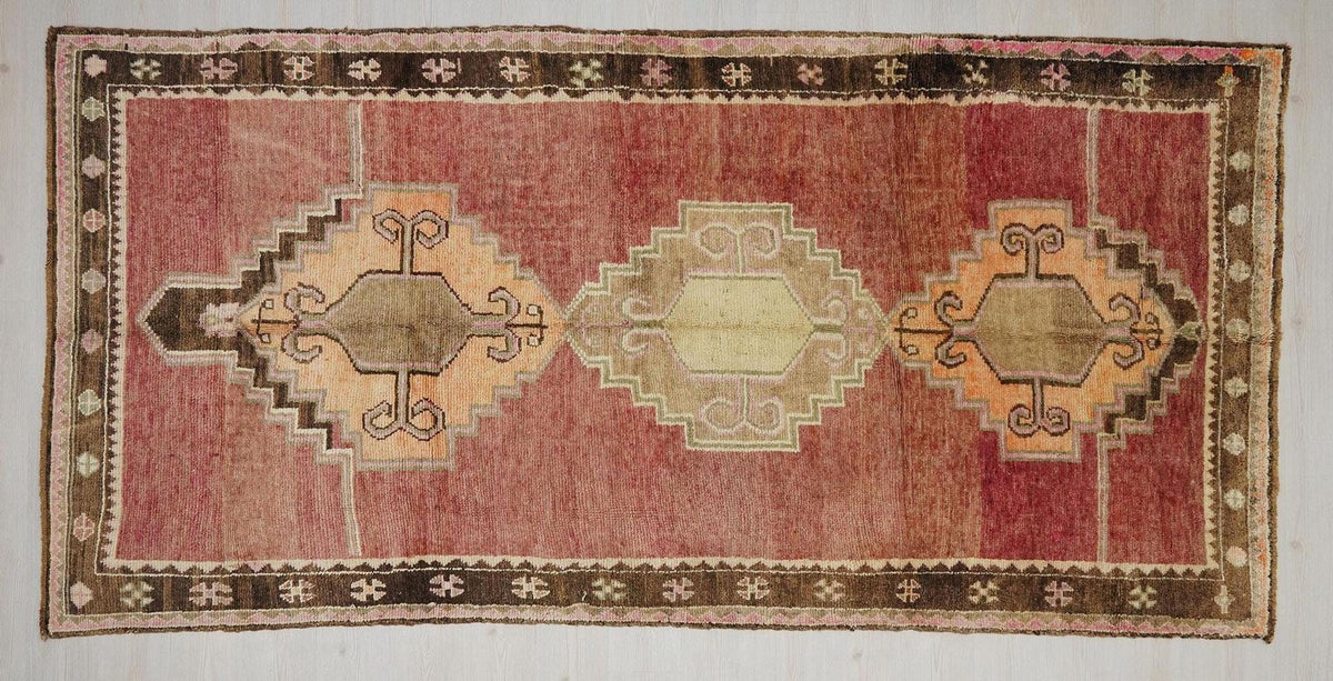 Handmade Old Turkish Kars Area Wool Rug: Primitive Decor Antique Rugs, 5.3x10.8 Ft.