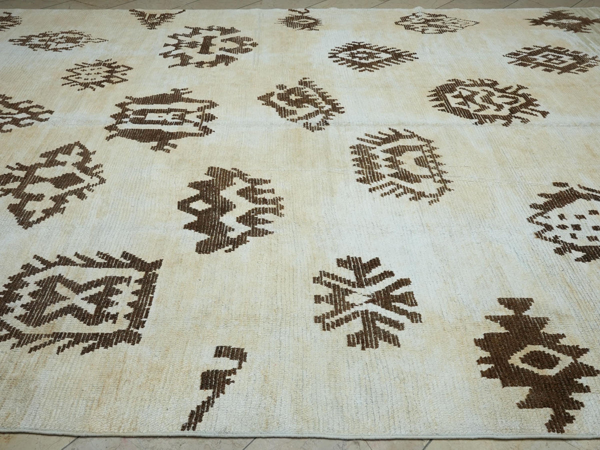 Cream & Brown Oversize Hemp and Wool Rug: 10x15 ft,Luxury Home Living Decor Rugs.
