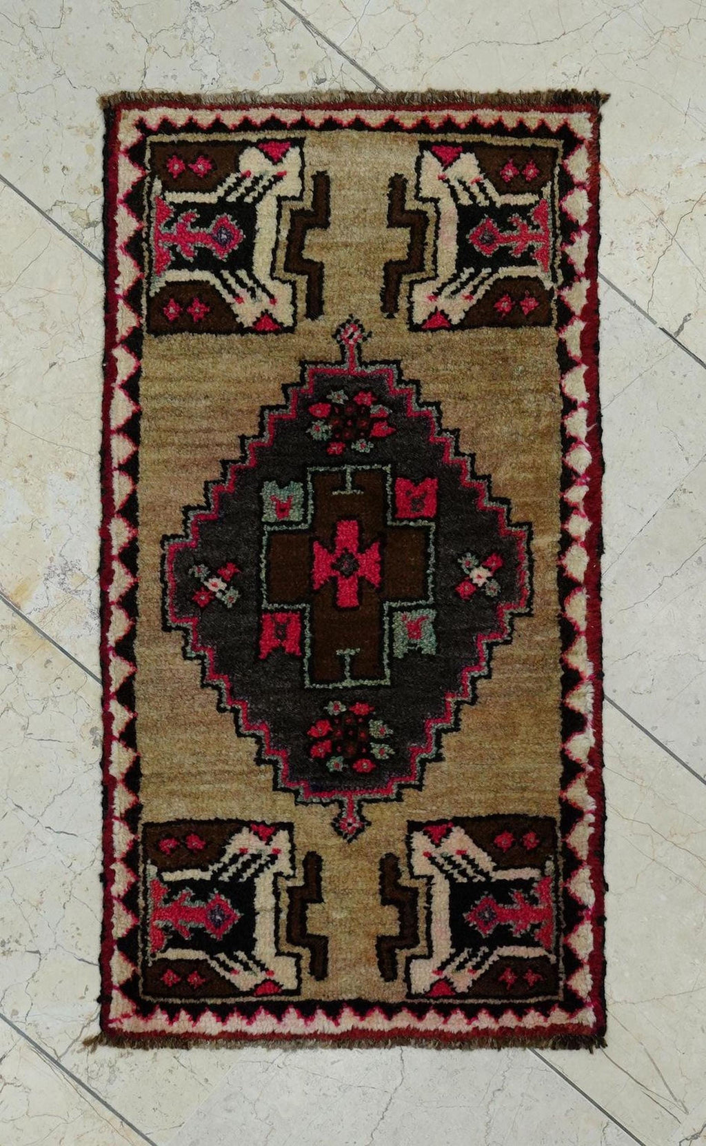 Wall Art Decor: Antique Handwoven Turkish Carpet Rug,2x3 Small Mid Anatolian Unique Rugs.