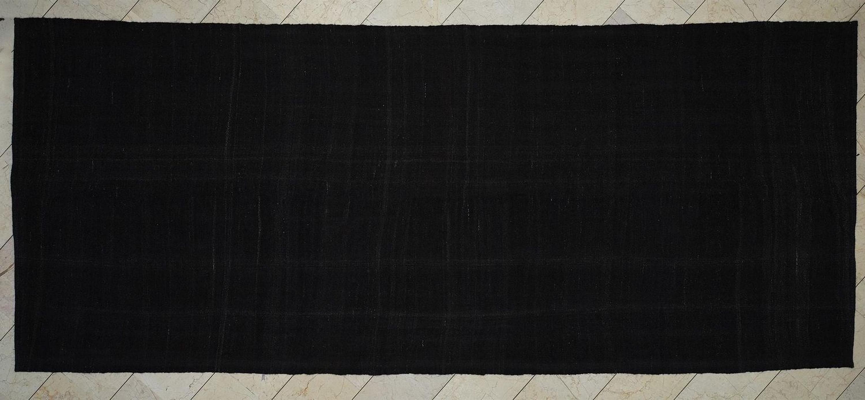 6x14 Dark Brown Natural Goat Hair Kilim Rug-Flat Weave Made Seasonal Outdoor Decor Rugs.