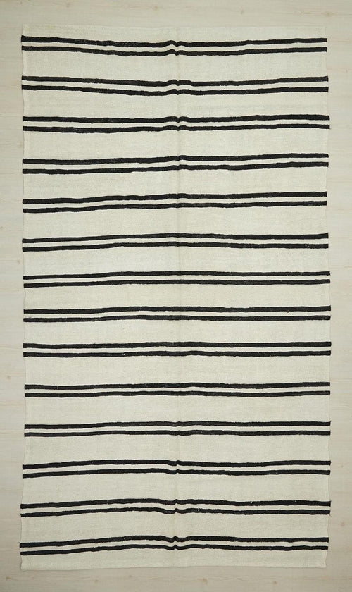 7x12 Stripe Eco-Friendly Hemp Kilim Rug: Scandinavian Home Style Seasonal Decor Turkish Rugs.