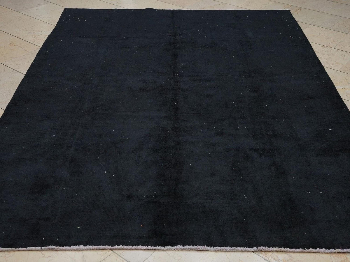 Overdye Plain Black-Vintage Turkish Oushak Rug: 5.8x8 Feet,Rugs For Living Room