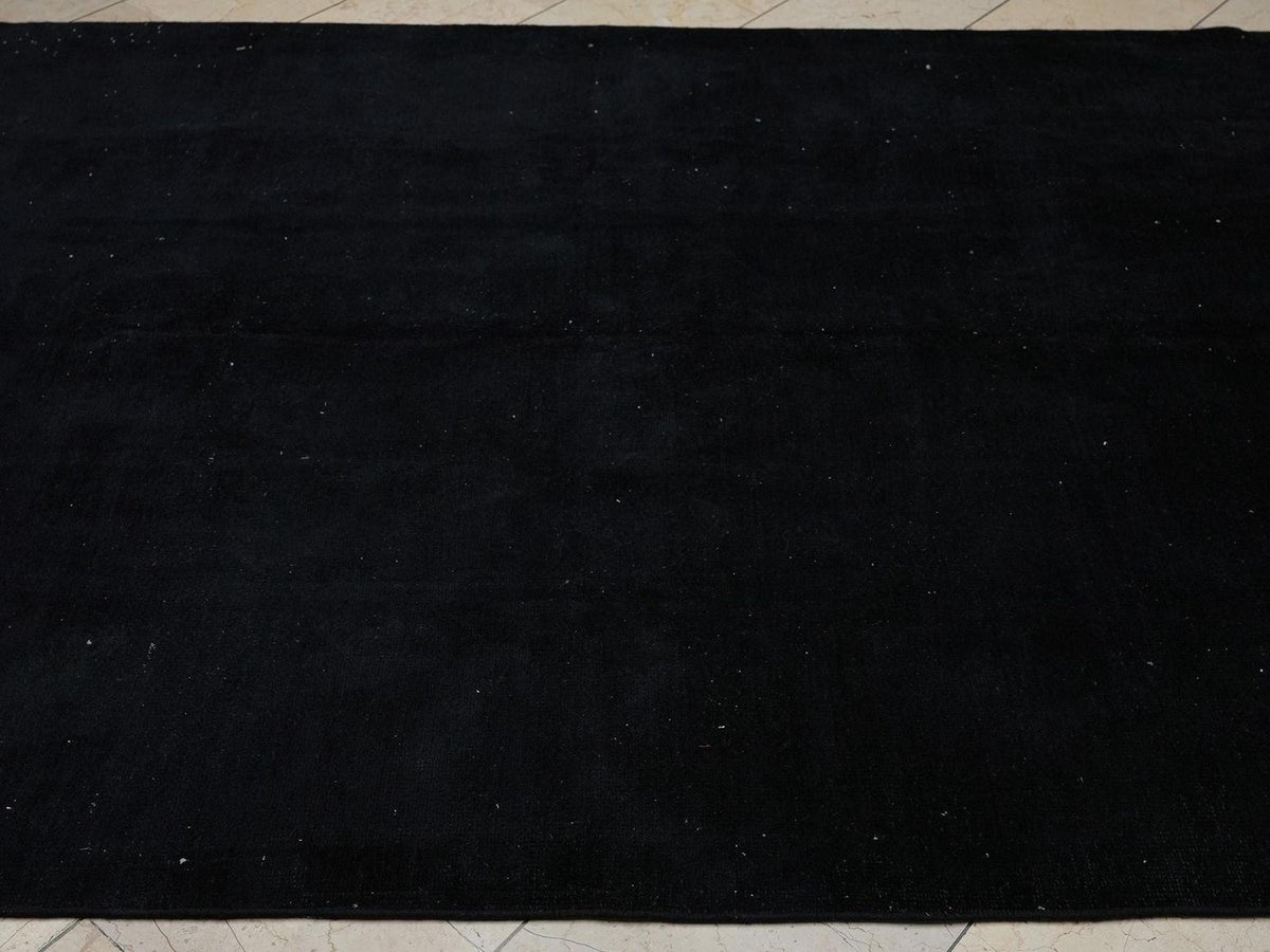 Overdye Plain Black-Vintage Turkish Oushak Rug: 5.8x8 Feet,Rugs For Living Room