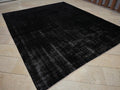 Overdye Plain Black Vintage Oushak Rug-8x10 Mid Century Modern Home Living Floor Turkish Rugs.