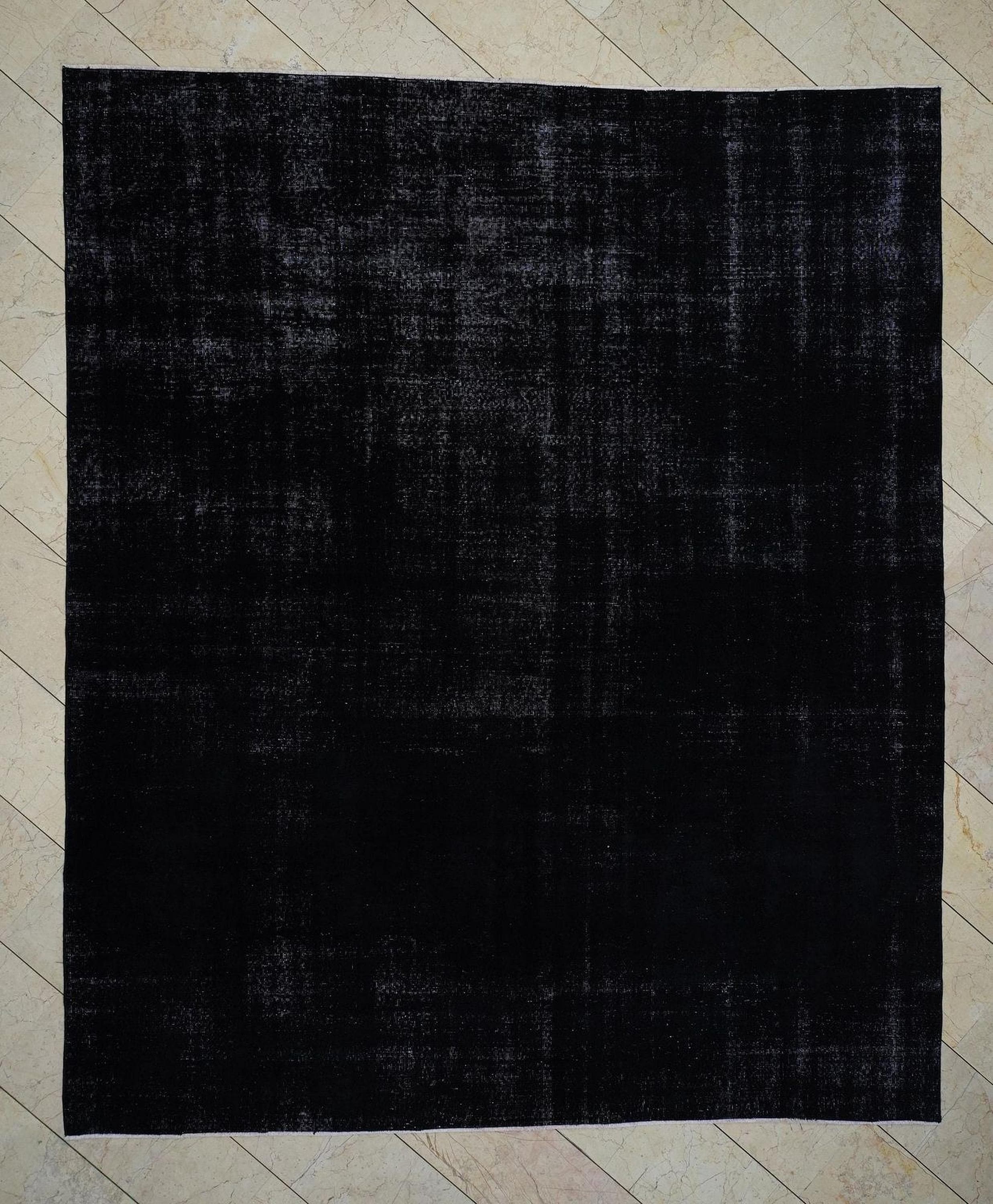 Overdye Plain Black Vintage Oushak Rug-8x10 Mid Century Modern Home Living Floor Turkish Rugs.