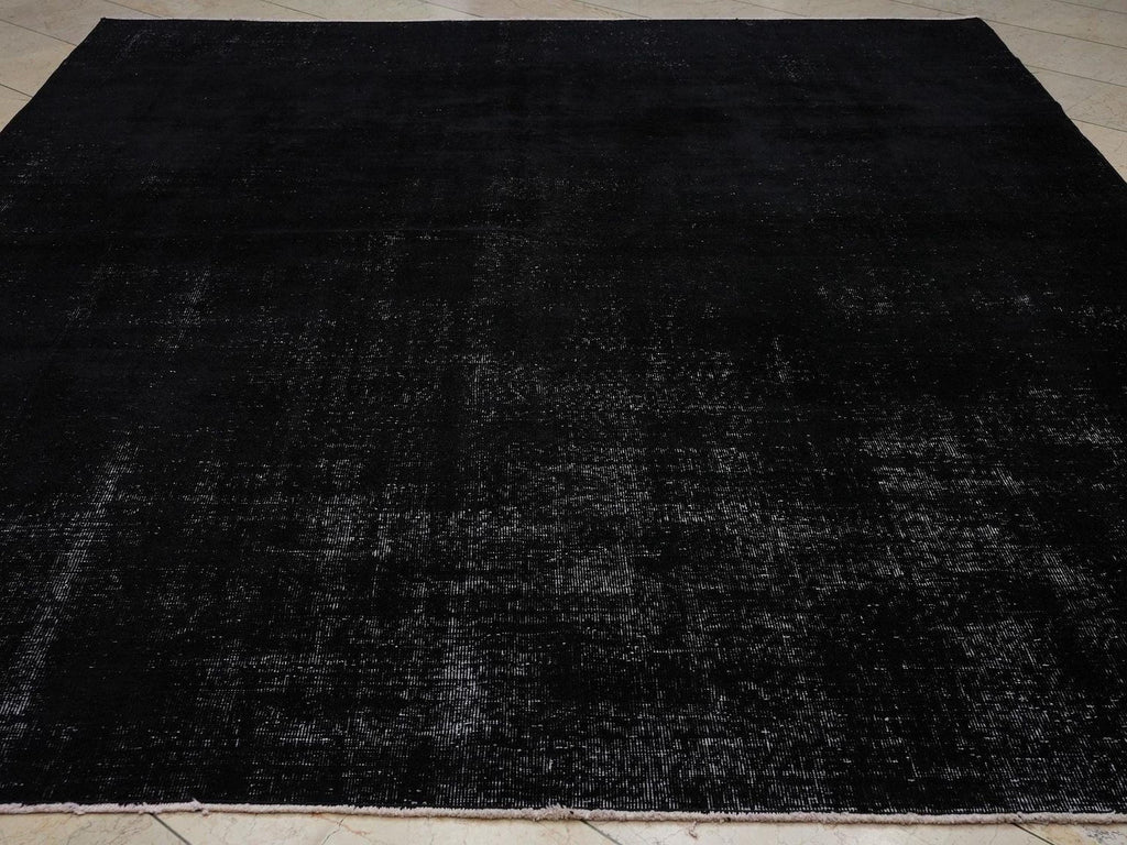 Overdye Plain Black Vintage Oushak Rug-8x10 Mid Century Modern Home Living Floor Turkish Rugs.
