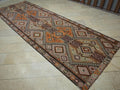 5x14,4 Old Kurdish Kars Kilim Rug Runner,Extra Long Area,Minimalist Style Decor Rugs.