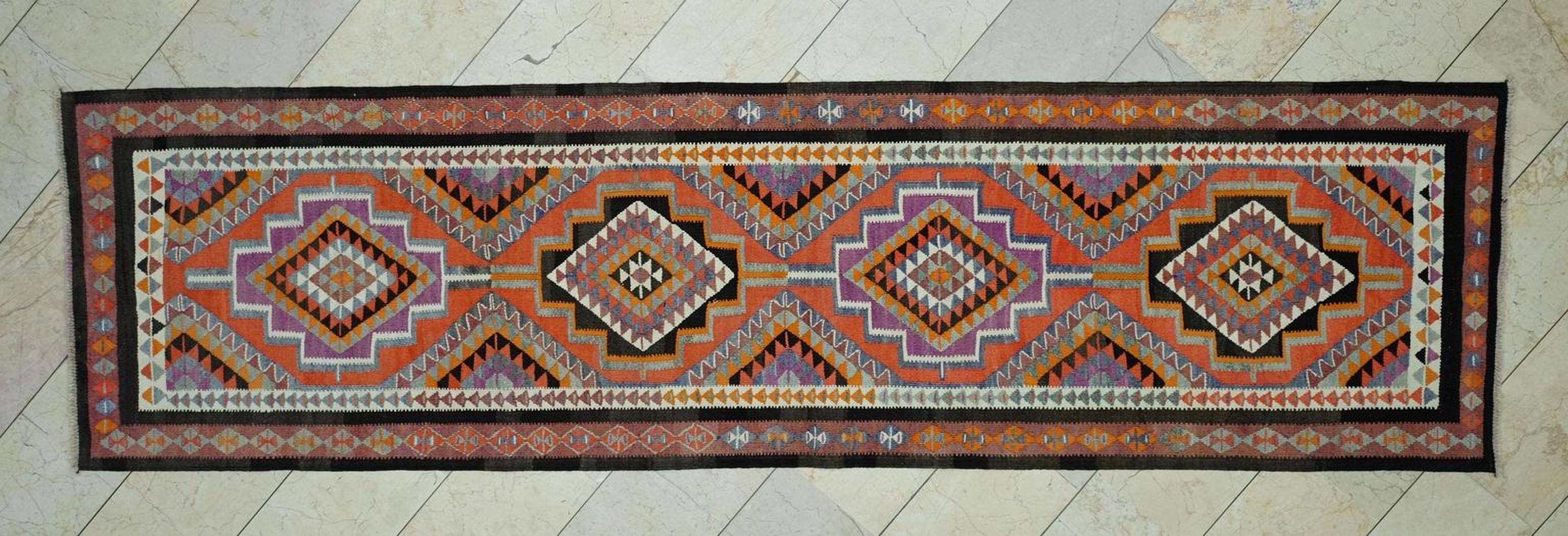 Kurdish Wedding Gift Kilim Rug Runner,3,1"x11,5" Feet,Home Living Decor Rugs.