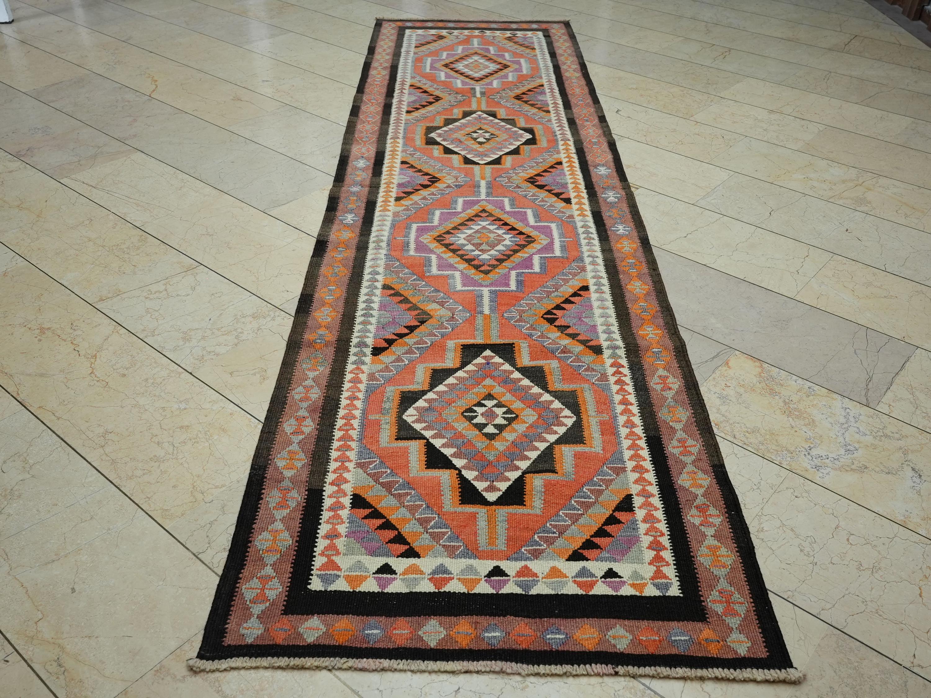 Kurdish Wedding Gift Kilim Rug Runner,3,1"x11,5" Feet,Home Living Decor Rugs.