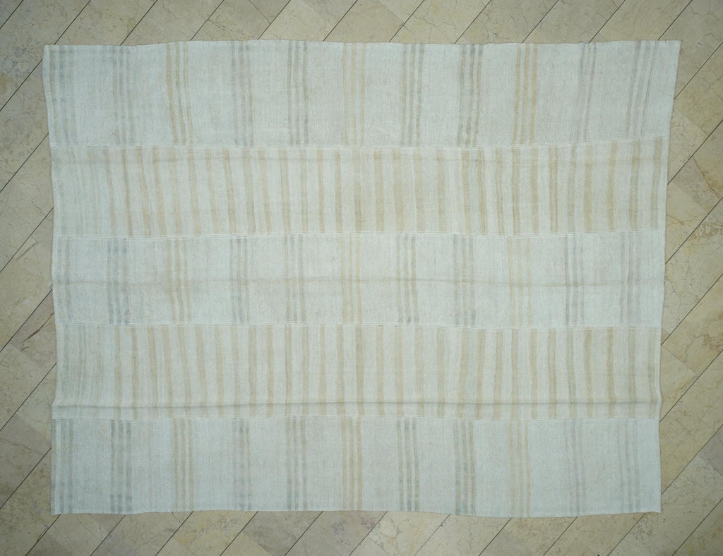 Oversized Striped Handmade Turkish Hemp Rug: Scandinavian Style Flat Weave Rugs, 9,4x12,2 Feet.