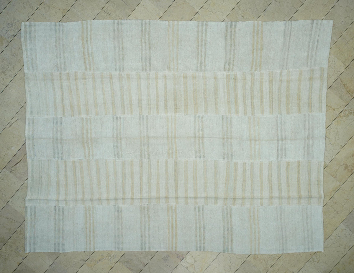 Oversized Striped Handmade Turkish Hemp Rug: Scandinavian Style Flat Weave Rugs, 9,4x12,2 Feet.