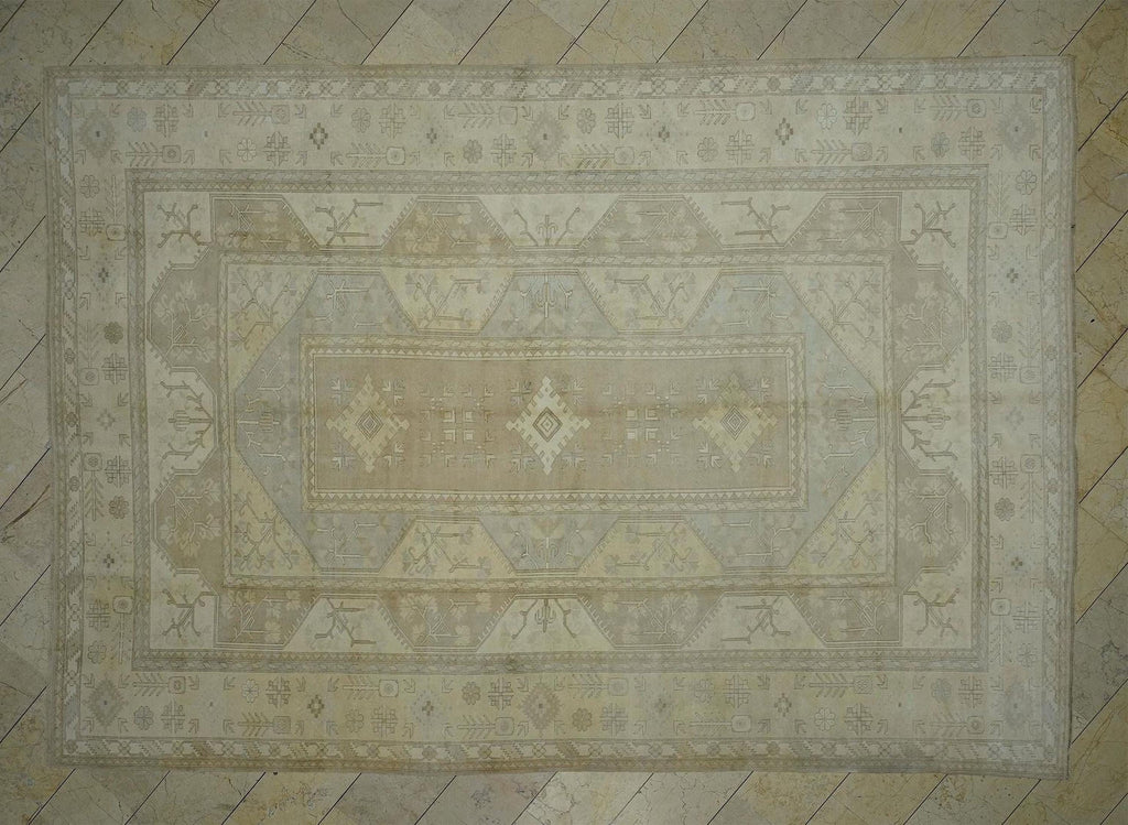 Oushak Rug: Muted Turkish Wool Rugs 9.5 x 13.5 ft,Home Living Area Carpet.