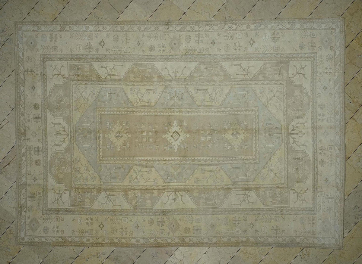 Oushak Rug: Muted Turkish Wool Rugs 9.5 x 13.5 ft,Home Living Area Carpet.
