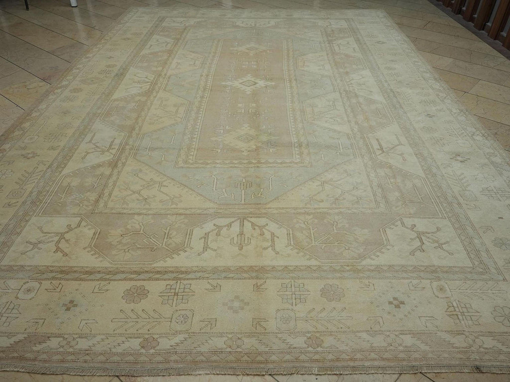 Oushak Rug: Muted Turkish Wool Rugs 9.5 x 13.5 ft,Home Living Area Carpet.