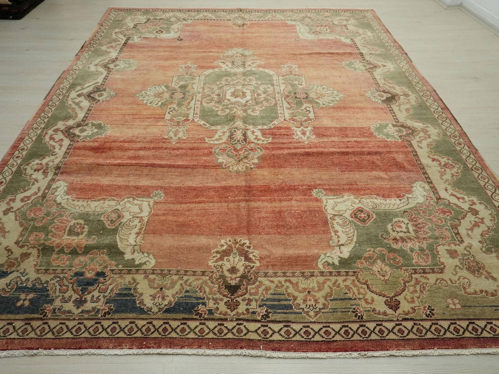 Oversized Antique Malatya Rug: Mid-Century Turkish Wool Carpet 7.6x10.2 ft.