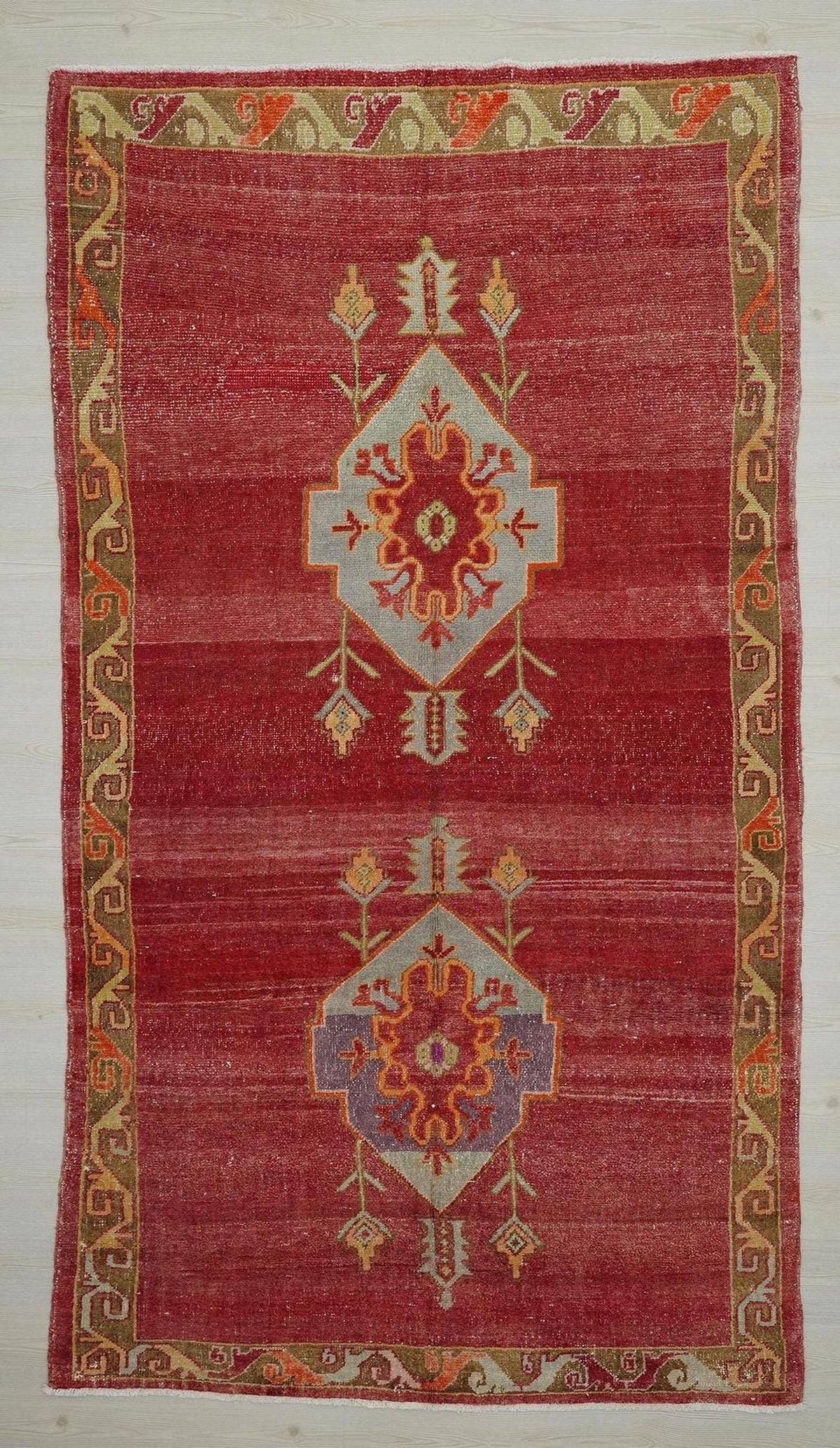 1940s One Of A Kind Antique Turkish Wool Rug,Red,Blue Artistic Rugs 5x10 Ft.