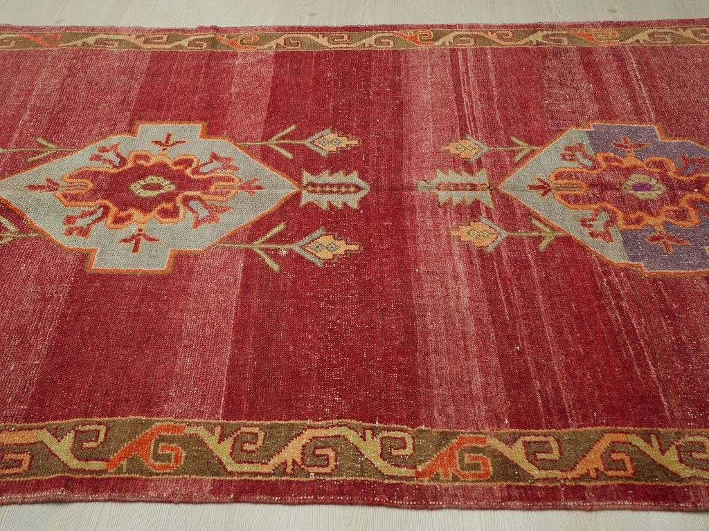 1940s One Of A Kind Antique Turkish Wool Rug,Red,Blue Artistic Rugs 5x10 Ft.