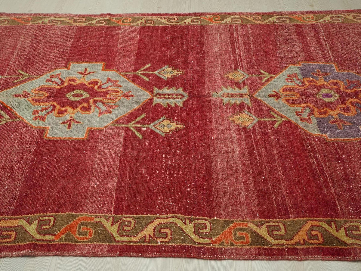 1940s One Of A Kind Antique Turkish Wool Rug,Red,Blue Artistic Rugs 5x10 Ft.