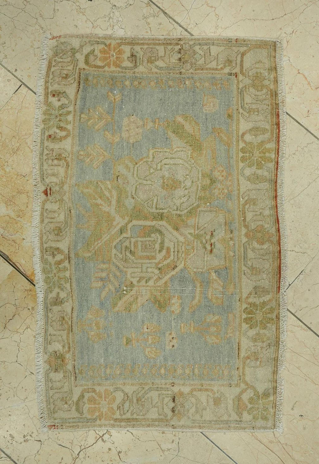 Wall Or Table Decor Small Size Antique Handmade Rug: 1.6x2.7 Feet.