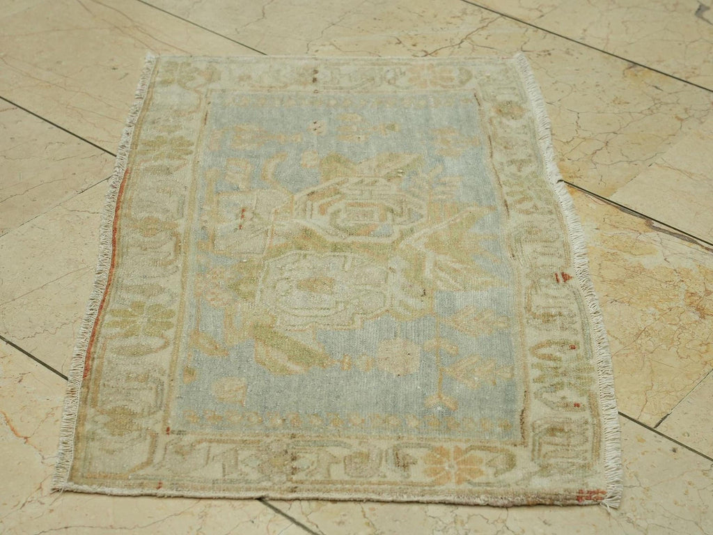 Wall Or Table Decor Small Size Antique Handmade Rug: 1.6x2.7 Feet.