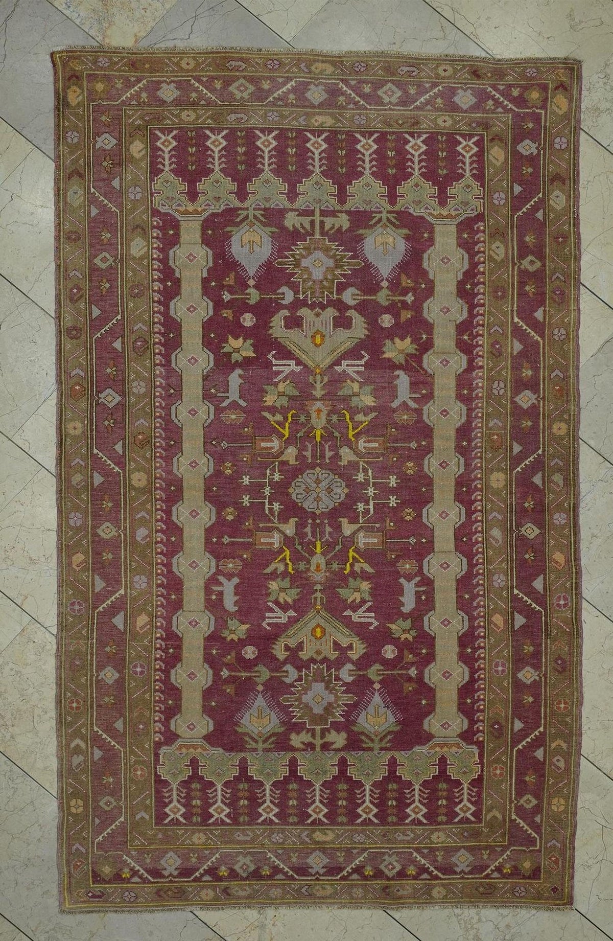 Turkmenistan Derbent Rug: 4x7 ft. Antique Wool Carpet