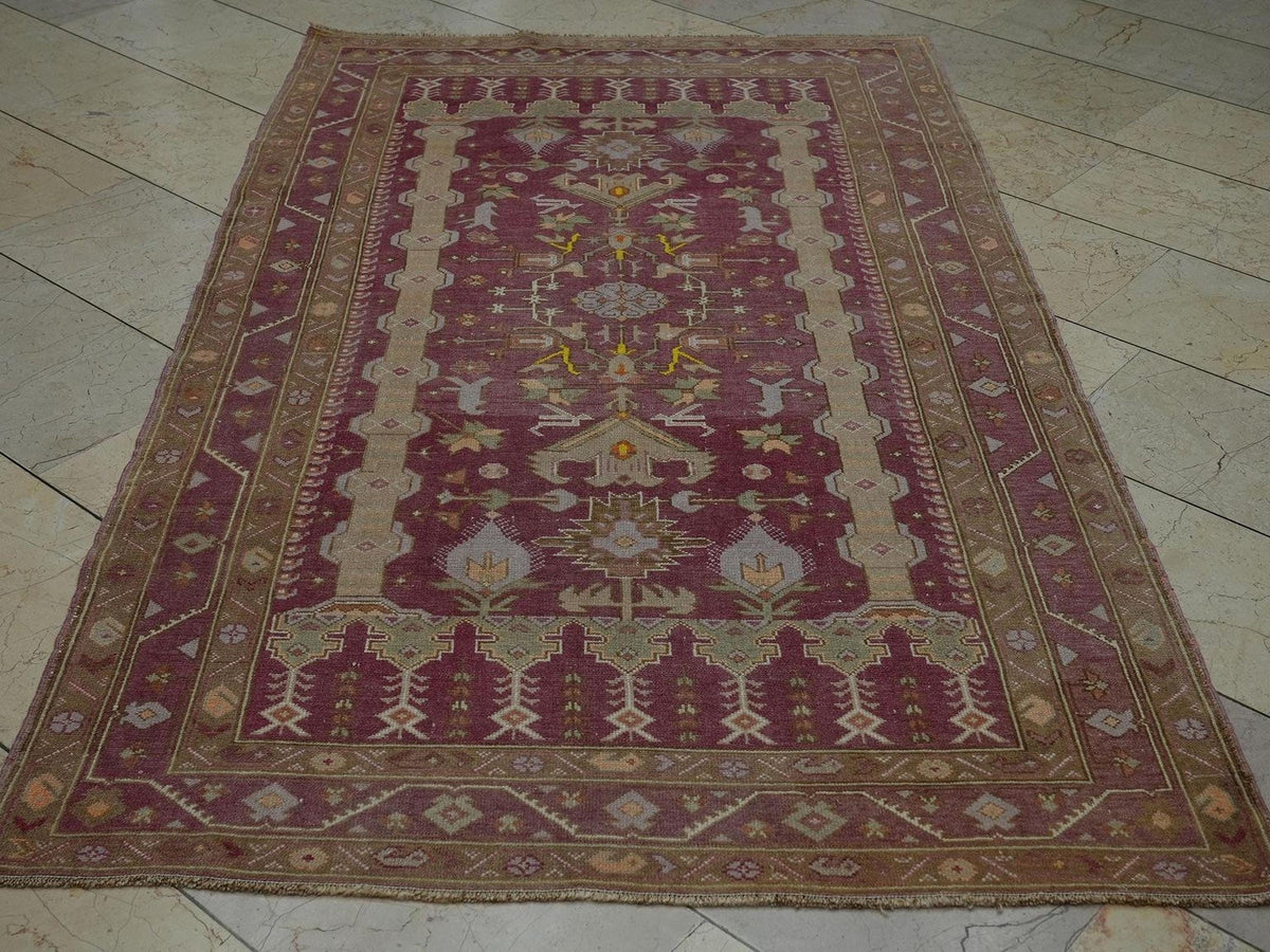Turkmenistan Derbent Rug: 4x7 ft. Antique Wool Carpet