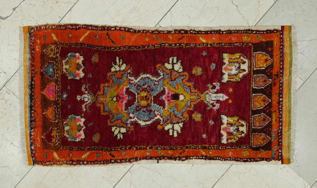 Wall Hanging Antique Baby Sheep Wool Woven Small Turkish Rug,2x4 Ft.Unusually Rugs.